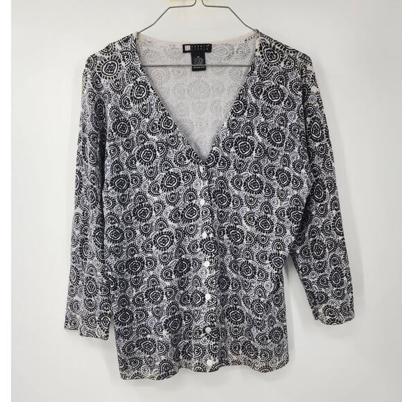 CAROLE LITTLE Silk Blend Button Down Cardigan Sweater Womens Size Medium M - Picture 1 of 5